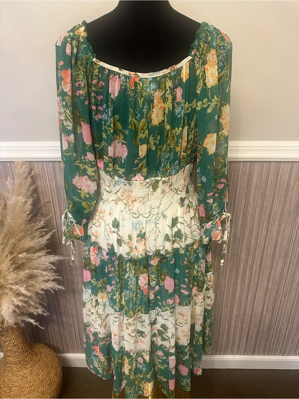 Fig & Flower Floral Cottagecore Peasant Midi Dress Women’s Medium NWOT Boho - Picture 12 of 14
